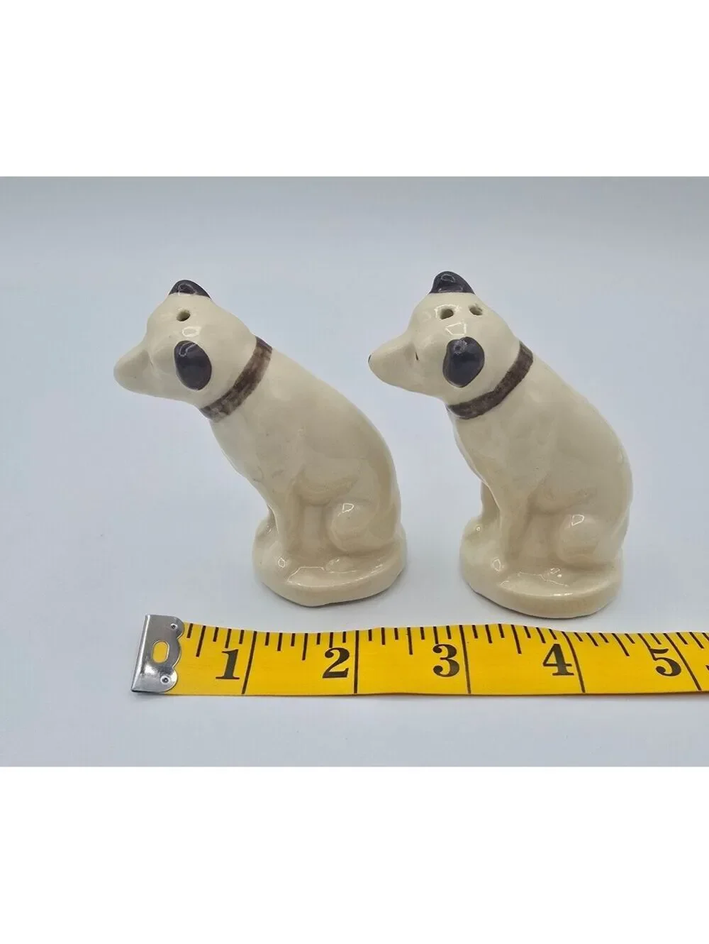 Vintage RCA Victor Nipper Dog Salt Pepper Shakers Ceramic Cork Stoppers
